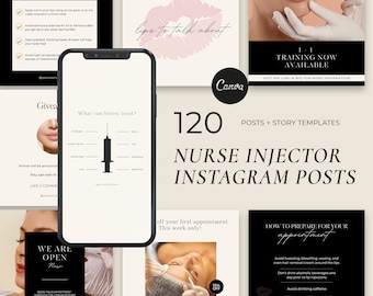 Zwart-wit verpleegster Injector Instagram-sjablonen, Medspa, Botox en Filler Instagram-sjablonen, schoonheidssjablonen, schoonheidsspecialiste Instagram