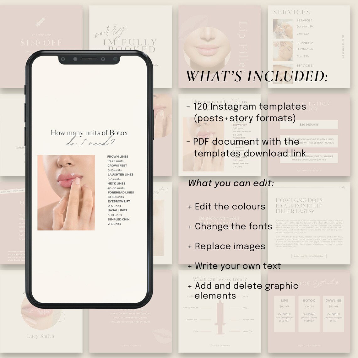 Pink Nurse Injector Instagram Templates,botox and Filler Instagram ...