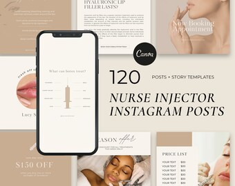 120 neutrale verpleegsterinjector Instagram-sjablonen, Medspa, Botox en Filler Instagram-sjablonen, schoonheidssjablonen, schoonheidsspecialiste Instagram