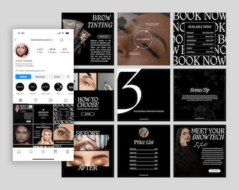 Instagram Templates For Brow Artists ,Brow Tech Post Templates Brow Lamination Templates, Brow Tinting Instagram Content,Brow Post Templates
