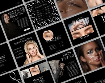 Brow Tech Instagram Posts, Brow Tech Templates, Brow Lamination Post Templates, Brow Tinting Instagram Content, Brow Artist Templates