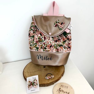 sac à dos personnalisé en simili bronze et coton garden party