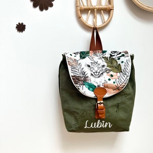sac à dos personnalisable velours ras kaki et coton jungle savane