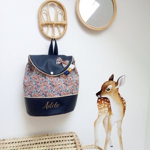 Sac à dos enfant personnalisé en simili cuir et liberty Emma et Georgina chesnut