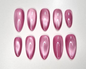 Ongles à coller faits main | Faux ongles réutilisables | Sur mesure | Designs d'ongles personnalisés | Uniquement effet œil de chat