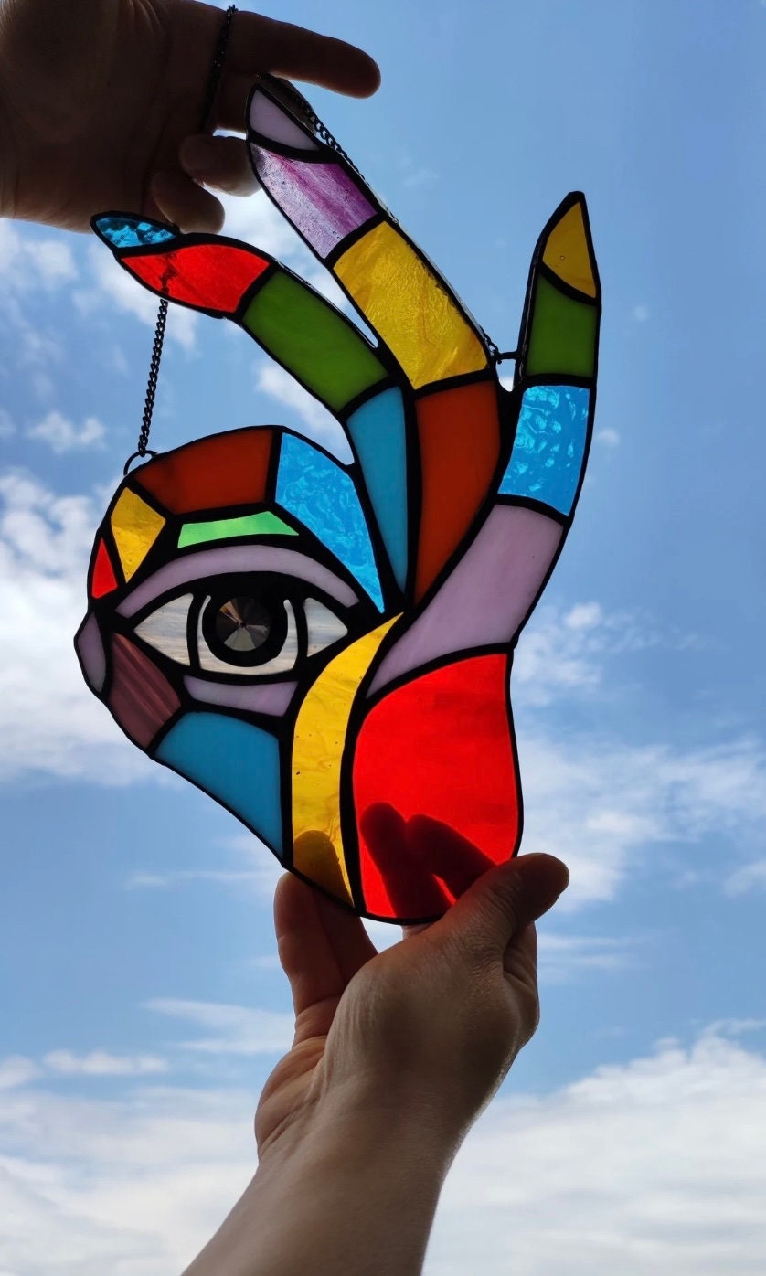 All Seeing Eye Illuminati Stained Glass Eye of Providence Etsy