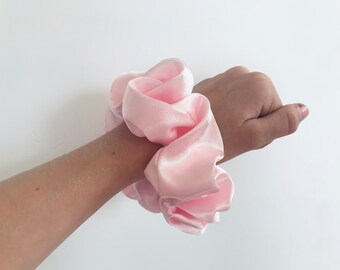 XL Pink Satin Scrunchie, Hair Tie, Extra Large Scrunchie, Gift For Her