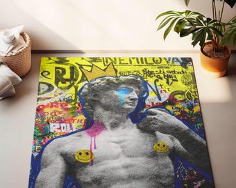 Neon Renaissance | David Graffiti Rug | Contemporary Pop Street Decor
