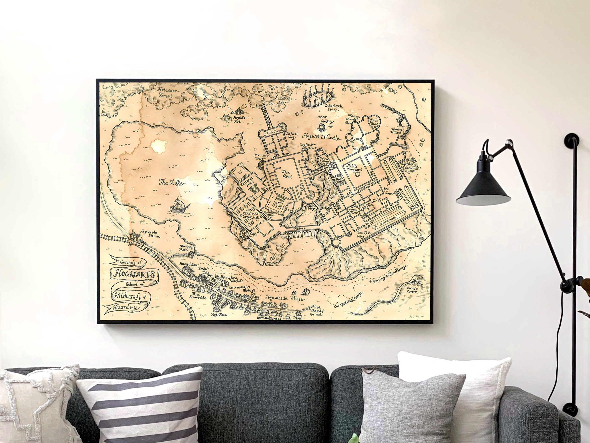 Hogwarts Map Printable PDF HP Map Digital Poster Wizard and Etsy