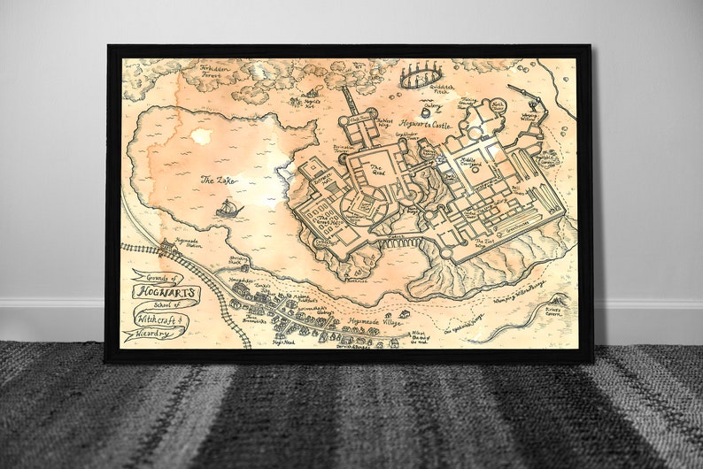 Hogwarts Map Printable PDF HP Map Digital Poster Wizard and - Etsy