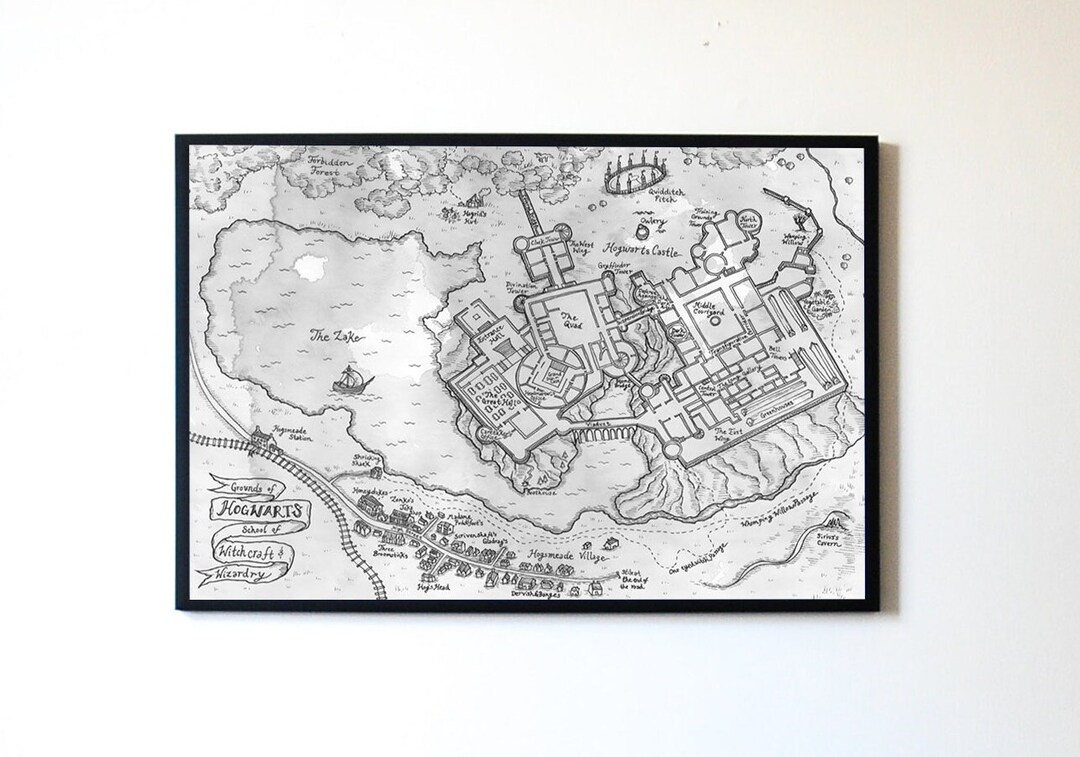 Hogwarts Map Printable PDF, HP Map Digital Poster, Wizard and ...