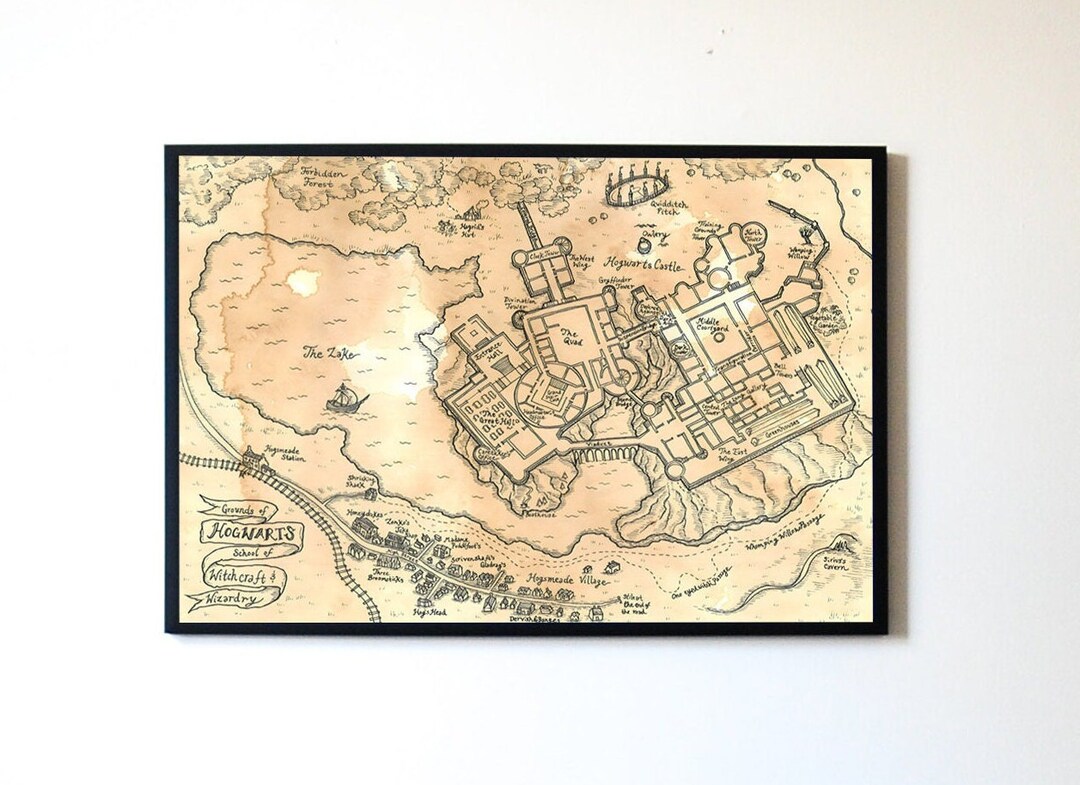 Hogwarts Map Printable PDF, HP Map Digital Poster, Wizard and Whitchcraft School Map, HP Poster