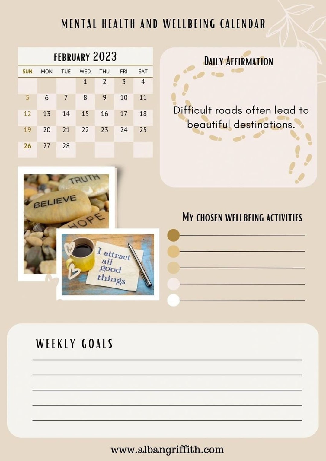 Mental Health and Wellbeing Calendar / Planner 2023 Etsy UK
