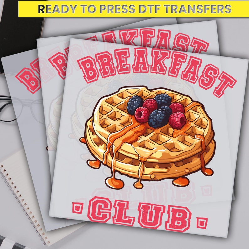 Transferencia DTF de Breakfast Club, DTF retro vintage popular listo para imprimir, transferencias DTF personalizadas, transferencia térmica a todo color, impresiones DTF imagen 1