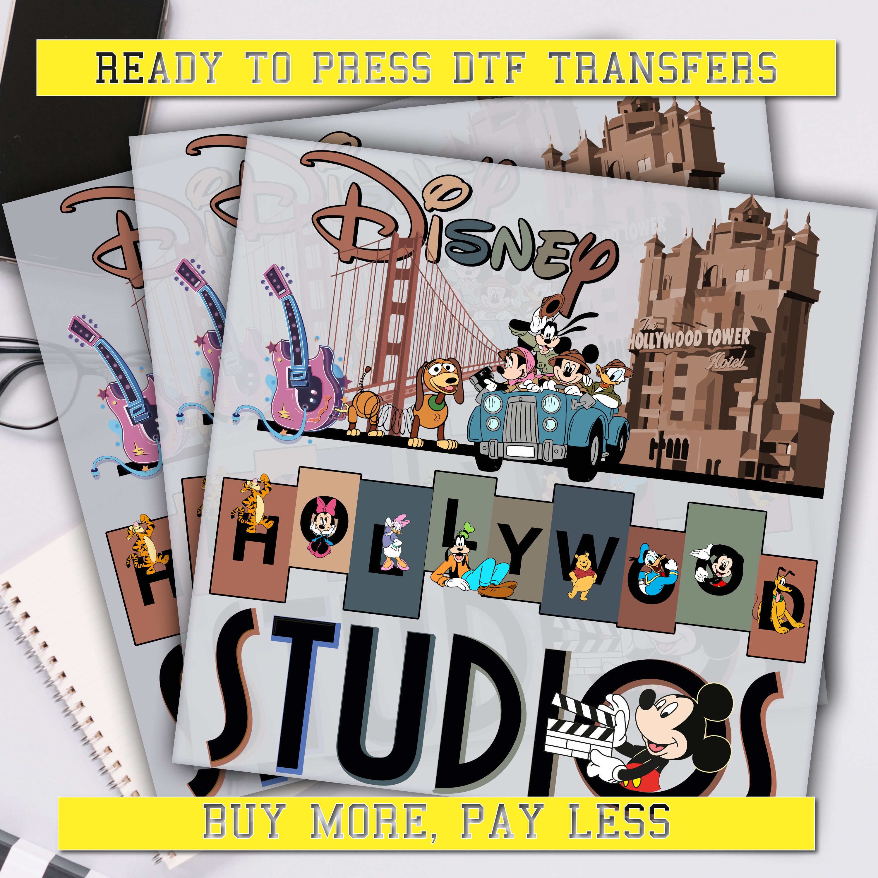 Hollywood Studios Dtf Transfer, Disney Studios Ready For Press, Custom Dtf Transfers, Full Color Heat Transfer, DTF Prints
