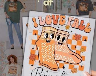 I Love Fall Prevention DTF Transfer, Funny Fall Socks Print For Autumn Shirt, Cute Elderly Safety Humor Tee, Ready To Press DTF Design