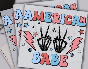 American Babe 4th Of July Dtf Transfer, Memorial Day Flag USA Ready For Press, Custom Dtf Transfers, Full Color Heat Transfer, DTF Prints
