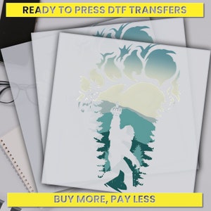 Bigfoot, Retro Hiking Dtf Transfer, Animal Lover Ready For Press, Custom Dtf Transfers, Full Color Heat Transfer, DTF Prints
