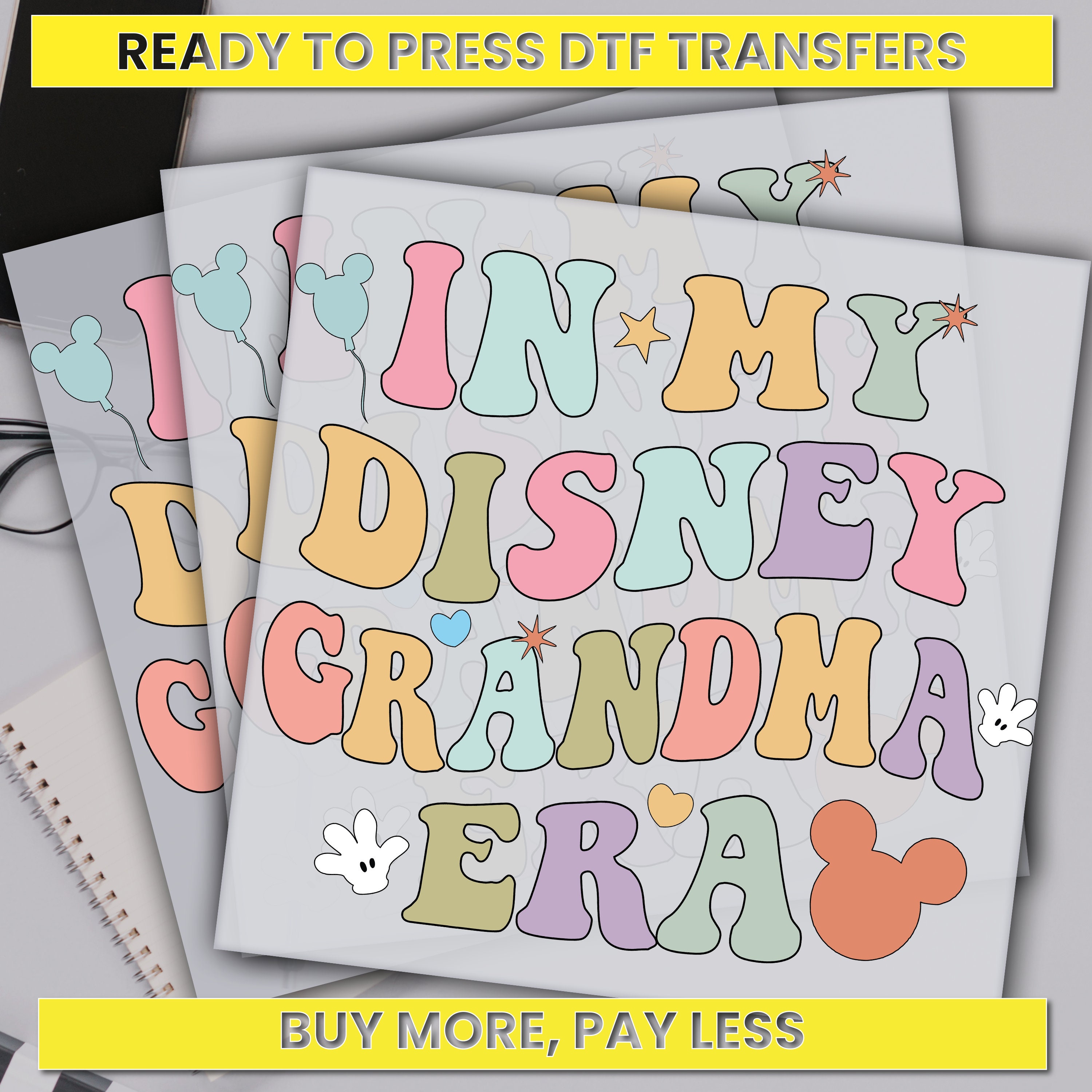 In My Disney Grandma Era, Minnie Mouse Mom Dtf Transfer, Disney Mom Ready For Press,Custom Dtf Transfers,Full Color Heat Transfer,DTF Prints