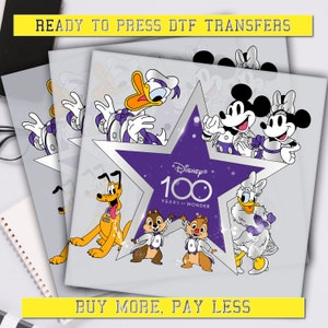 Disney 100 Years of Wonder Dtf Transfer, 100th Anniversary Ready For Press, Custom Dtf Transfers, Full Color Heat Transfer, DTF Prints