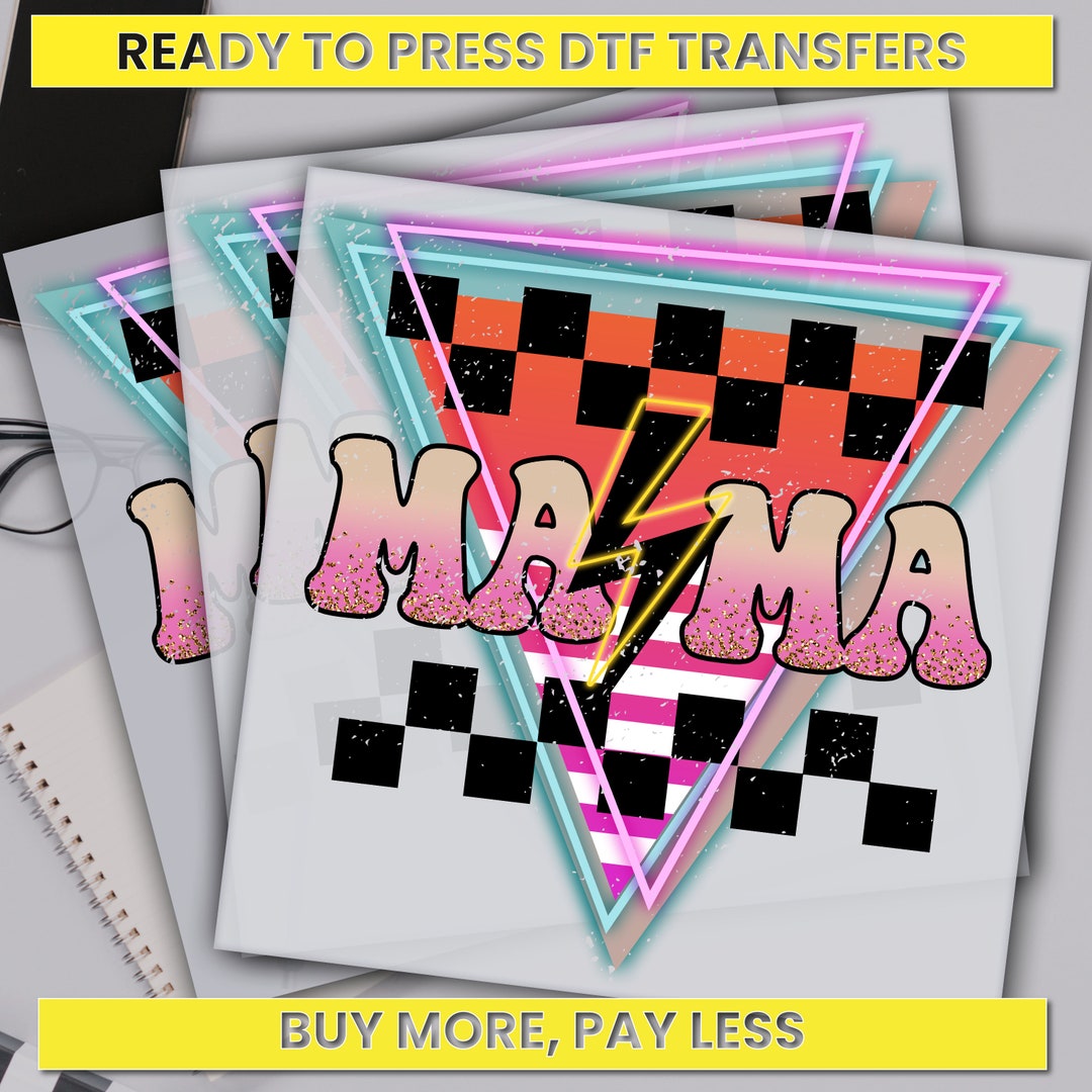 Retro Checkered Mama Dtf Transfer, Mother's Day Gift Ready for Press ...