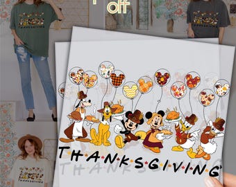 Thanksgiving DTF Transfer For Shirts, Fall Mickey Balloon Design, Ready To Press Heat Transfer For Holiday Tee, Autumn Family Print