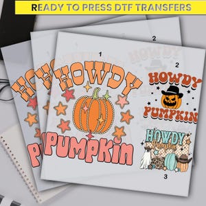 Howdy Pumpkin Dtf Transfers,Western Halloween Dtf Prints,Ready For Press,Custom Dtf Transfers,Full Color Heat Transfer,Cowboy Fall DTF Print