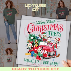 Disney Christmas Tree Farm DTF Transfer, Mickey And Friends Heat Press Design, Farm Fresh Christmas Shirt Print, Ready To Press Mickey DTF