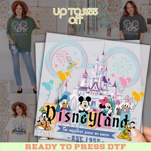 Disneyland The Happiest Place On Earth DTF, Disneyland Trip Dtf, Ready For Press, Custom Dtf Transfers, Full Color Heat Transfer, DTF Prints
