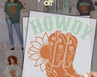 Howdy Western Cowgirl Boots DTF Transfer: Cowgirls Boots Western  Girl DTF for Southern and Country Girls