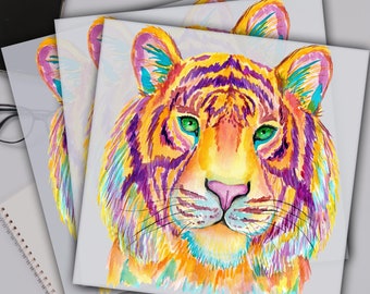 Watercolor Tiger, Vintage Style Tiger Dtf Transfer, Animal Lover Ready For Press, Custom Dtf Transfers, Full Color Heat Transfer, DTF Prints