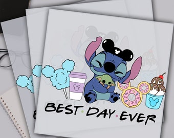 Disney Stitch Best Day Ever, Disney Snacks Dtf Transfer,Kids Disney Ready For Press,Custom Dtf Transfers,Full Color Heat Transfer,DTF Prints