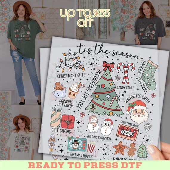 Christmas DTF, Christmas Traditions DTF Transfer, Cute Christmas Activity Icons, Winter Season Ready to Press Heat Transfer