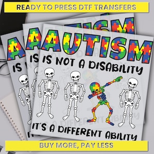 Autism Awareness Dtf Transfer, It's A Different Ability Ready For Press, Custom Dtf Transfers, Full Color Heat Transfer, DTF Prints