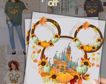 Transferencia Disney Thanksgiving DTF: Transferencia del Castillo Disney, lista para imprimir