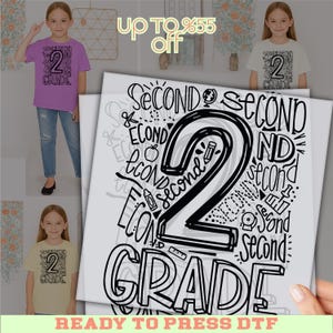 2nd Grade DTF Transfer, Second Grade Teacher Shirt Print, Back To School Hand Lettered Design, Ready To Press Heat Transfer