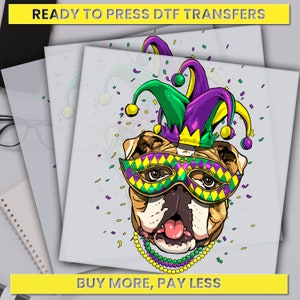 Cute Mardi Gras Dog Lover Carnival, Mardi Gras Animal, Dtf Transfer,Ready For Press,Custom Dtf Transfers,Full Color Heat Transfer,DTF Prints