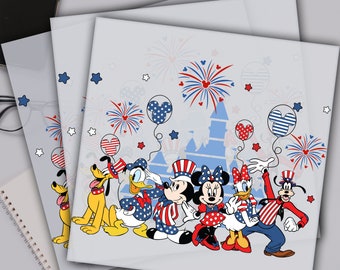 Mickey & Friends 4th Of July Dtf Transfer, Disney 4th of July USA Ready For Press, Custom Dtf Transfers,Full Color Heat Transfer,DTF Prints