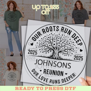 Family Reunion DTF Transfer, Our Roots Run Deep Tree Design, Custom Family Name Iron On Print, Ready To Press Vinyl, 2025 Reunion Shirt