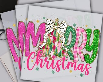 Merry Christmas Dtf Transfer, Merry Christmas Glitter Tree Dtf Prints, Ready For Press,Custom Dtf Transfers,Full Color Heat Transfer