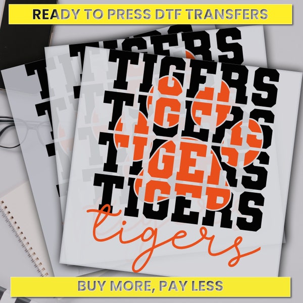 Tigers, Vintage Tiger, Tiger Football Dtf Transfer, Animal Lover Ready For Press, Custom Dtf Transfers, Full Color Heat Transfer, DTF Prints