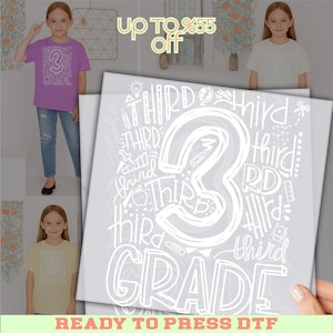 Third Grade DTF Transfer, Back To School Teacher Shirt Print, 3rd Grade Hand Lettered Design, Ready To Press Heat Transfer
