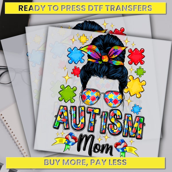 Autism Mom Dtf Transfer, Autism Awareness Ready For Press, Custom Dtf Transfers, Full Color Heat Transfer, DTF Prints