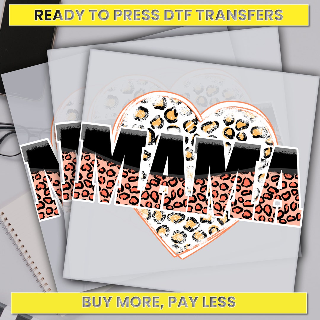 Leopard Mom Dtf Transfer, Mama Mini Leopard Heart Ready for Press ...