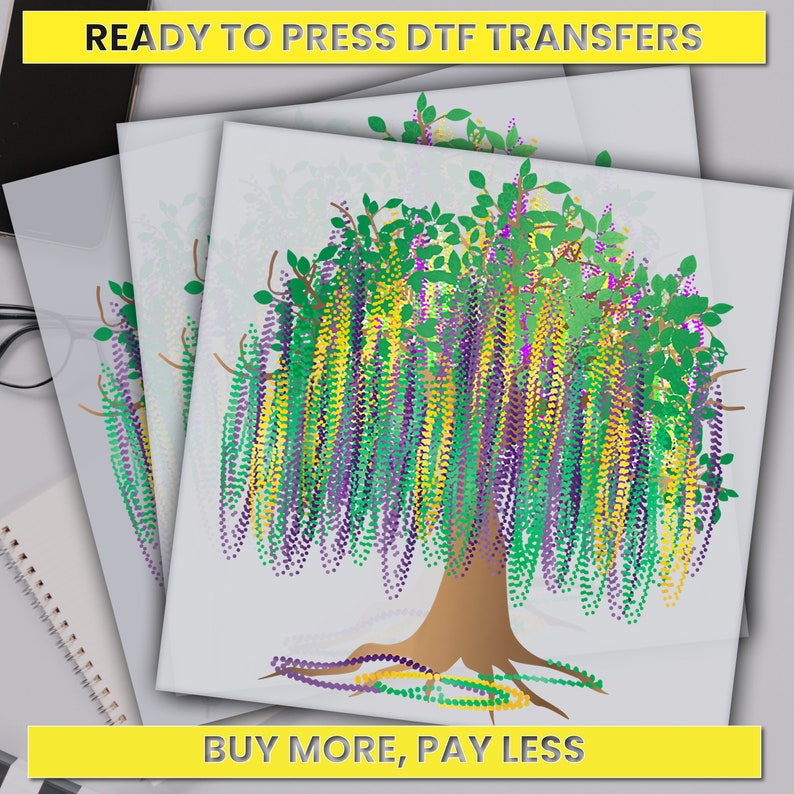 a picture of a tree with leaves on it and the words ready to press dt