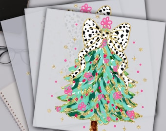 Glitter Tree Christmas Dtf Transfer, Christmas Bow Trees Dtf Prints, Ready For Press, Custom Dtf Transfers, Full Color Heat Transfer