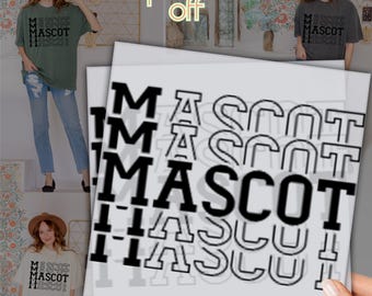 Custom Color & Mascot DTF Transfer: Stacked Text Personalized School Spirit Shirt Design