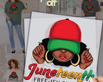 Black Gril Hat Juneteenth 1865 Dtf, Black History Month Dtf Transfer, Ready For Press, Full Color Heat Transfer, DTF Prints