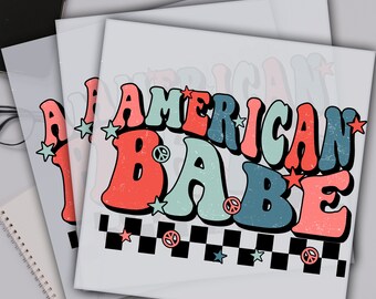 American Babe 4th Of July Dtf Transfer, Memorial Day Flag USA Ready For Press, Custom Dtf Transfers, Full Color Heat Transfer, DTF Prints