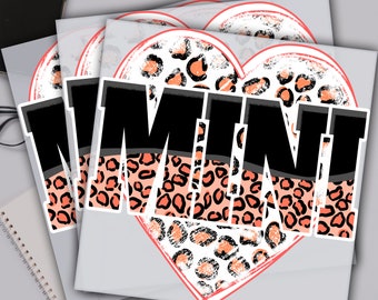 Leopard Mini Dtf Transfer, Mama Mini Leopard Heart Ready For Press, Custom Dtf Transfers, Full Color Heat Transfer, DTF Prints
